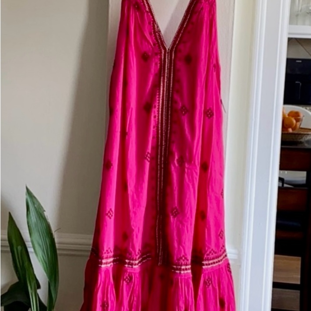 Free People Bold Pink, V-Neck Sundress